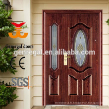 Portes d&#39;entrée en acier de sécurité avec verre